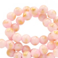 Jade Natural stone beads 6mm Light pink-gold